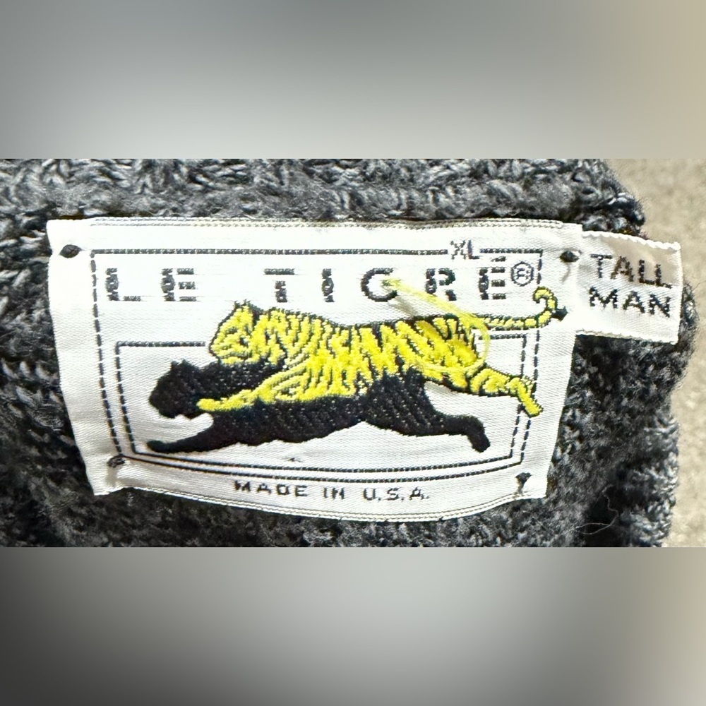 Le Tigre Vtg Crewneck Sweater Geometric Knit Pullover Retro Men’s Sz Tall XL - Picture 2 of 3